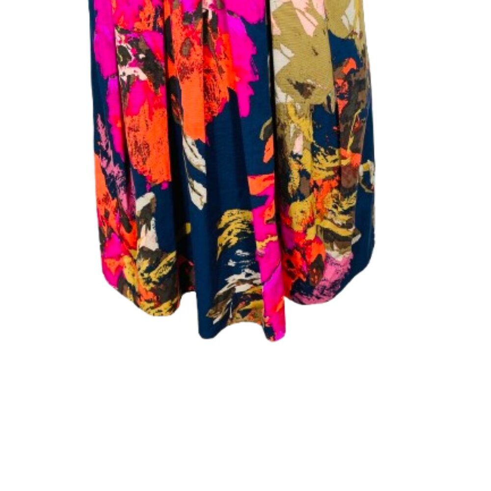 Trina Turk Hillary Fit & Flare Floral Dress Size 6 Navy & Pink - Picture 8 of 12
